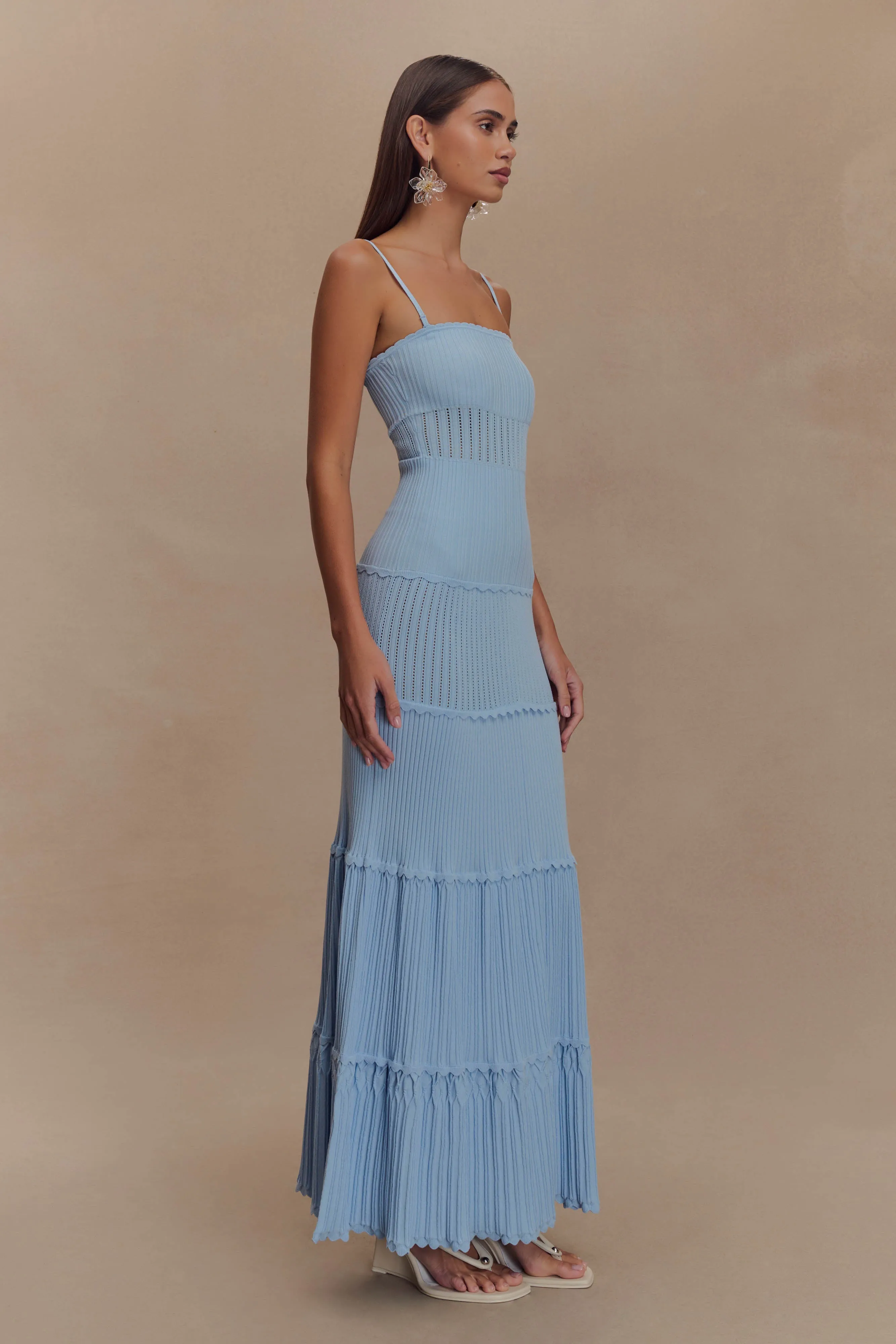 Finley Pointelle Knit Maxi Dress - Cornflower Blue sold by Meshki product image thumbnail 4