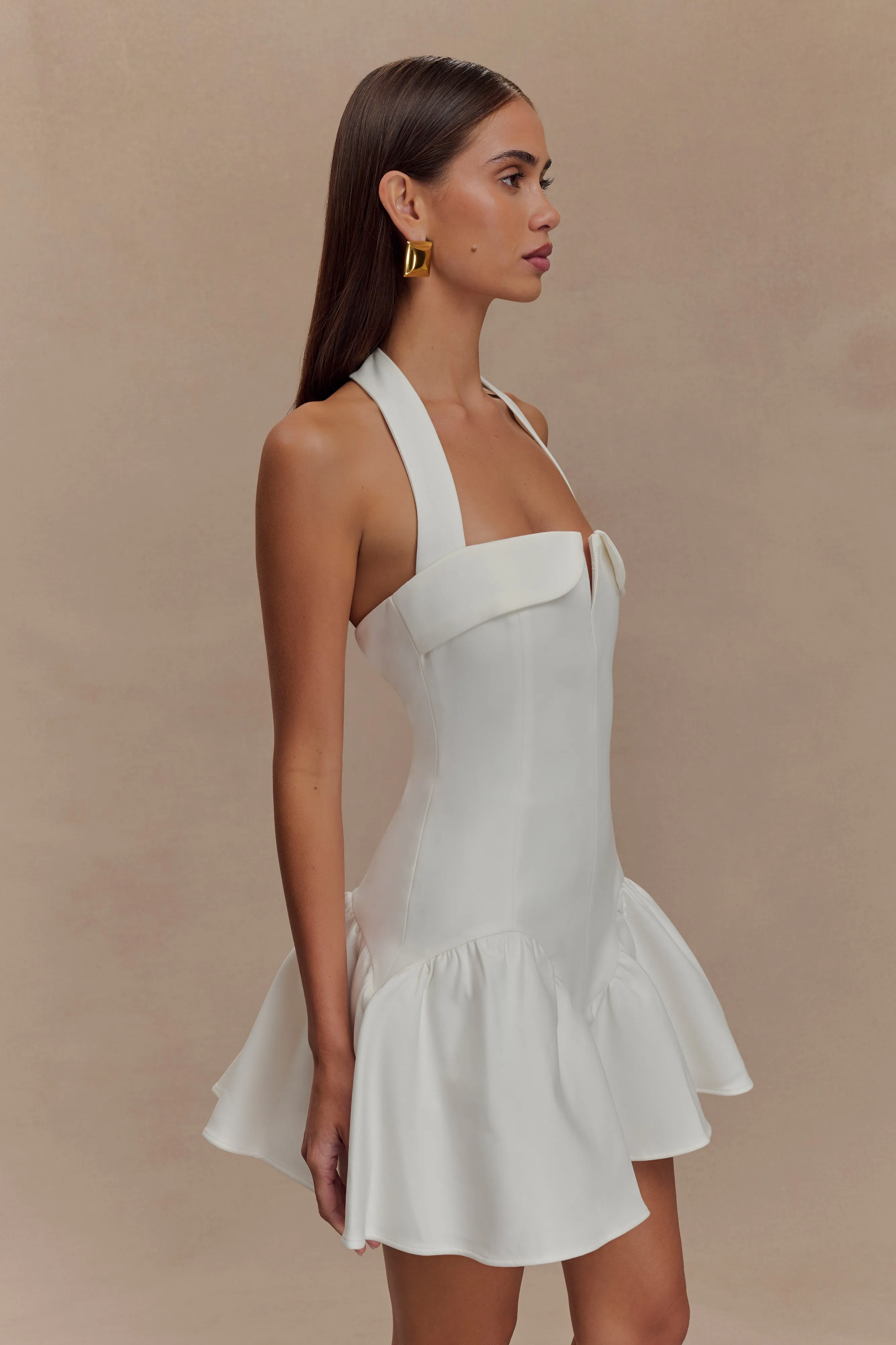 Calipso Halter Mini Dress - White sold by Meshki product image thumbnail 2