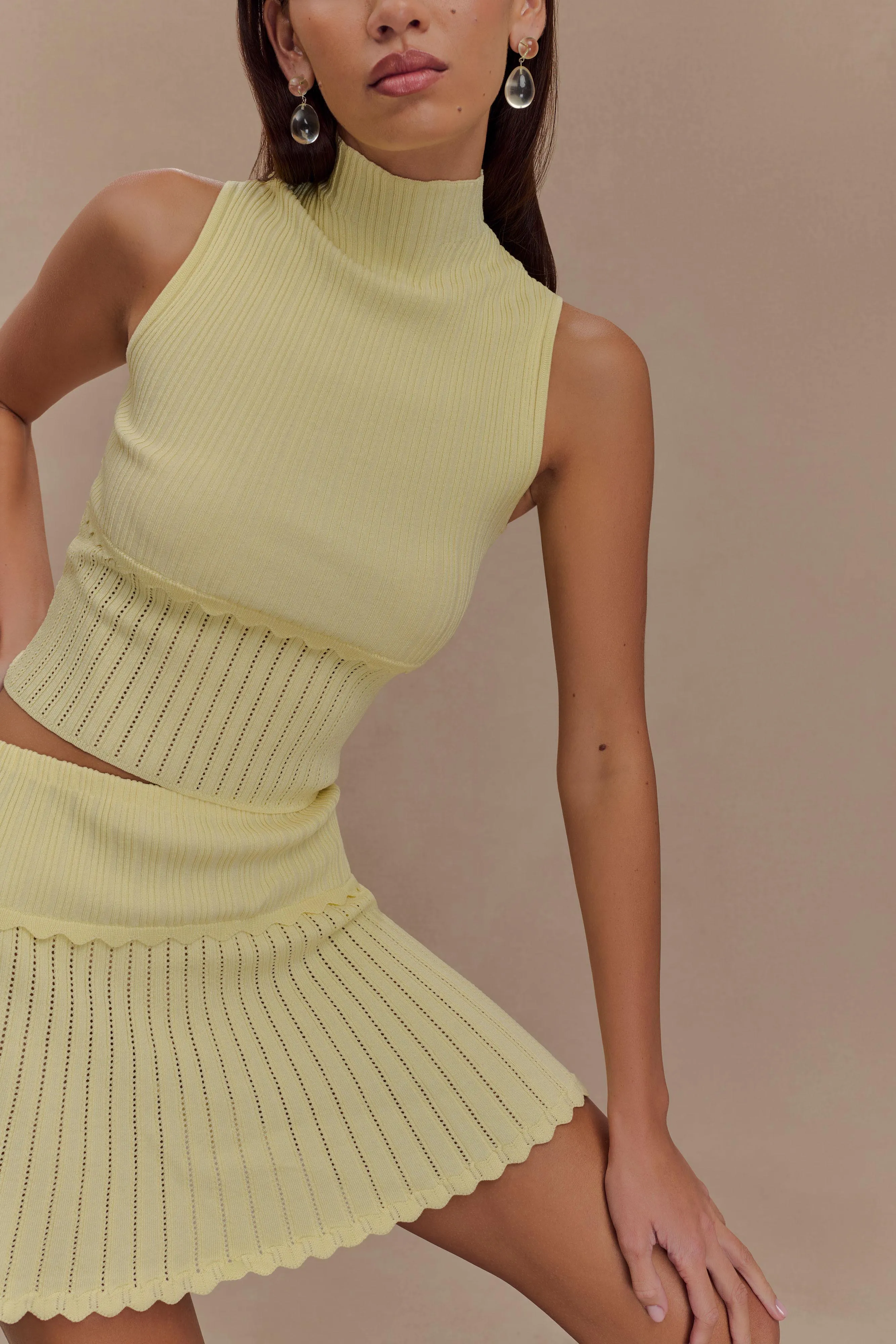 Indy Pointelle Knit Top - Lemon sold by Meshki product image thumbnail 4