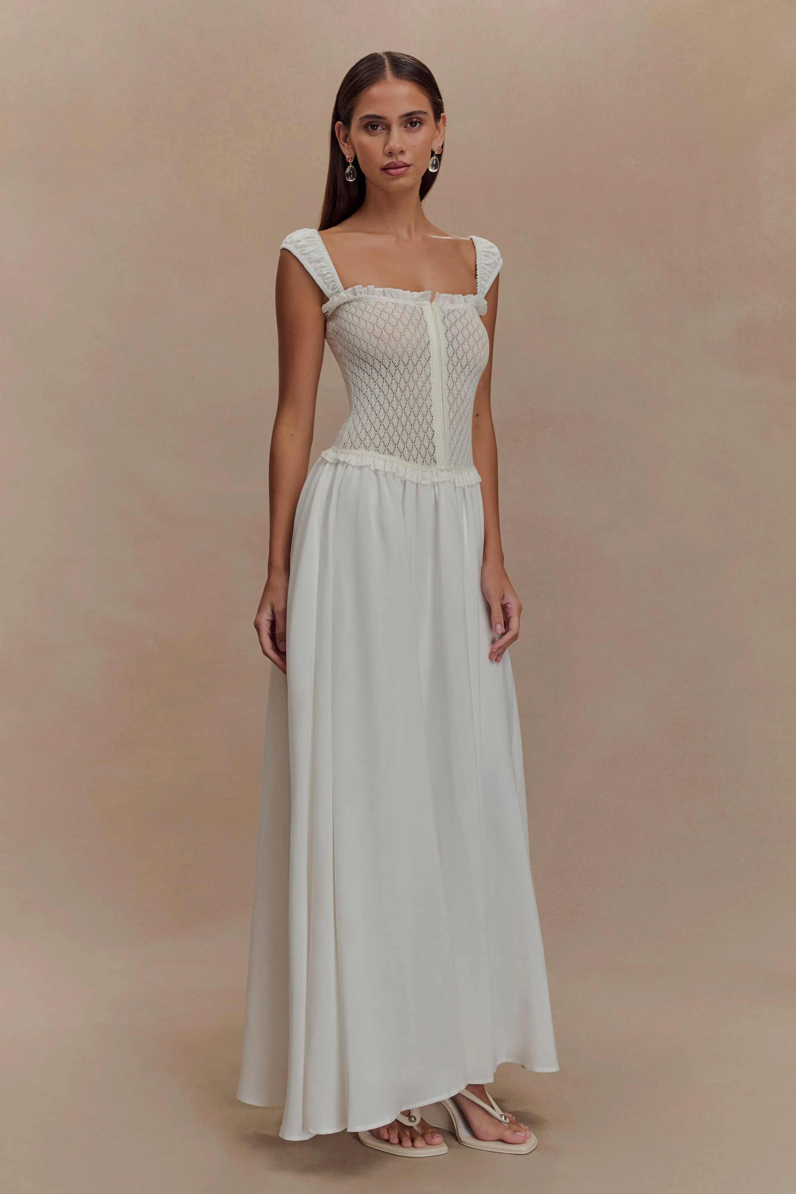 Tahlia Pointelle Knit Midi Dress - White sold by Meshki product image thumbnail 4