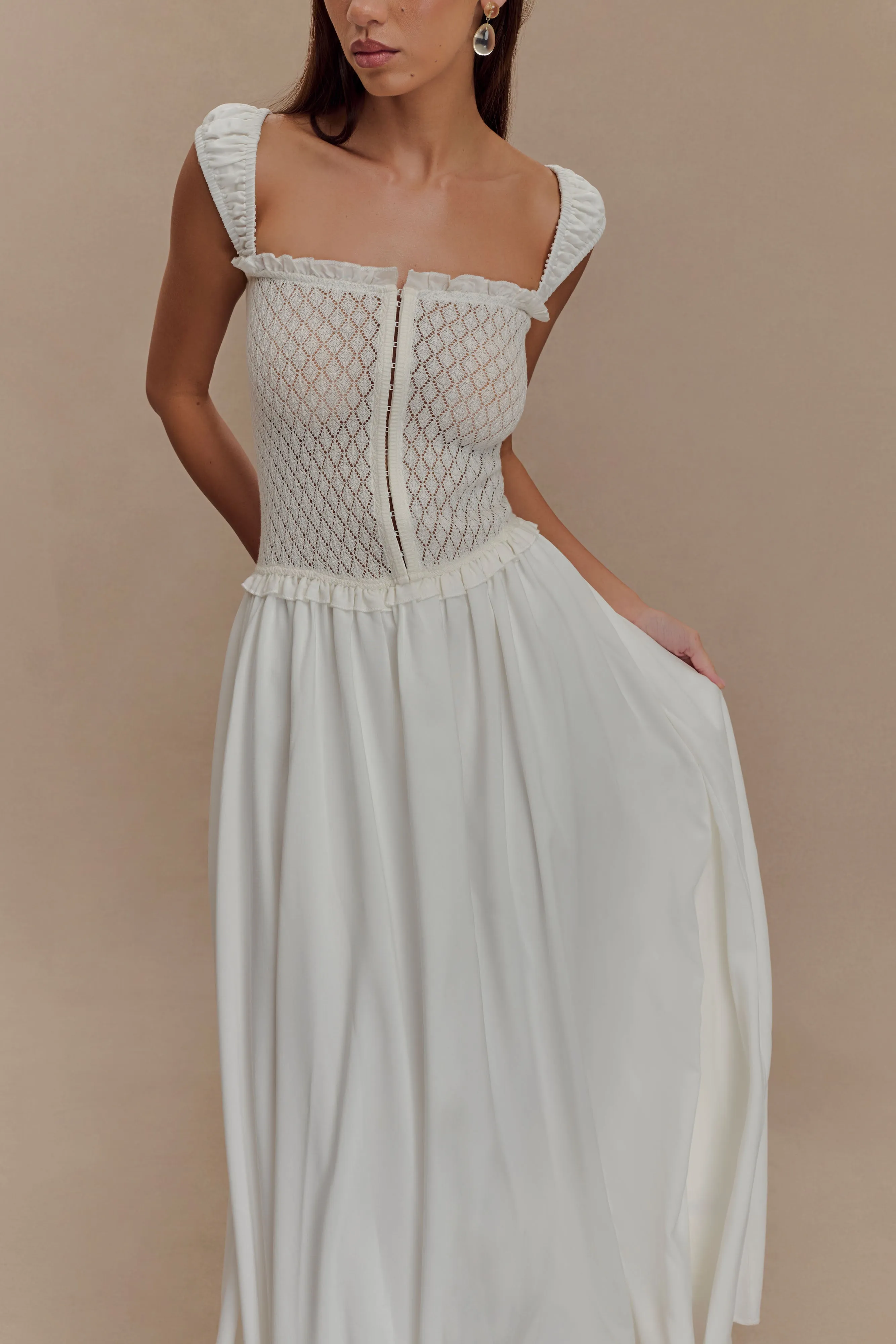 Tahlia Pointelle Knit Midi Dress - White sold by Meshki product image thumbnail 3