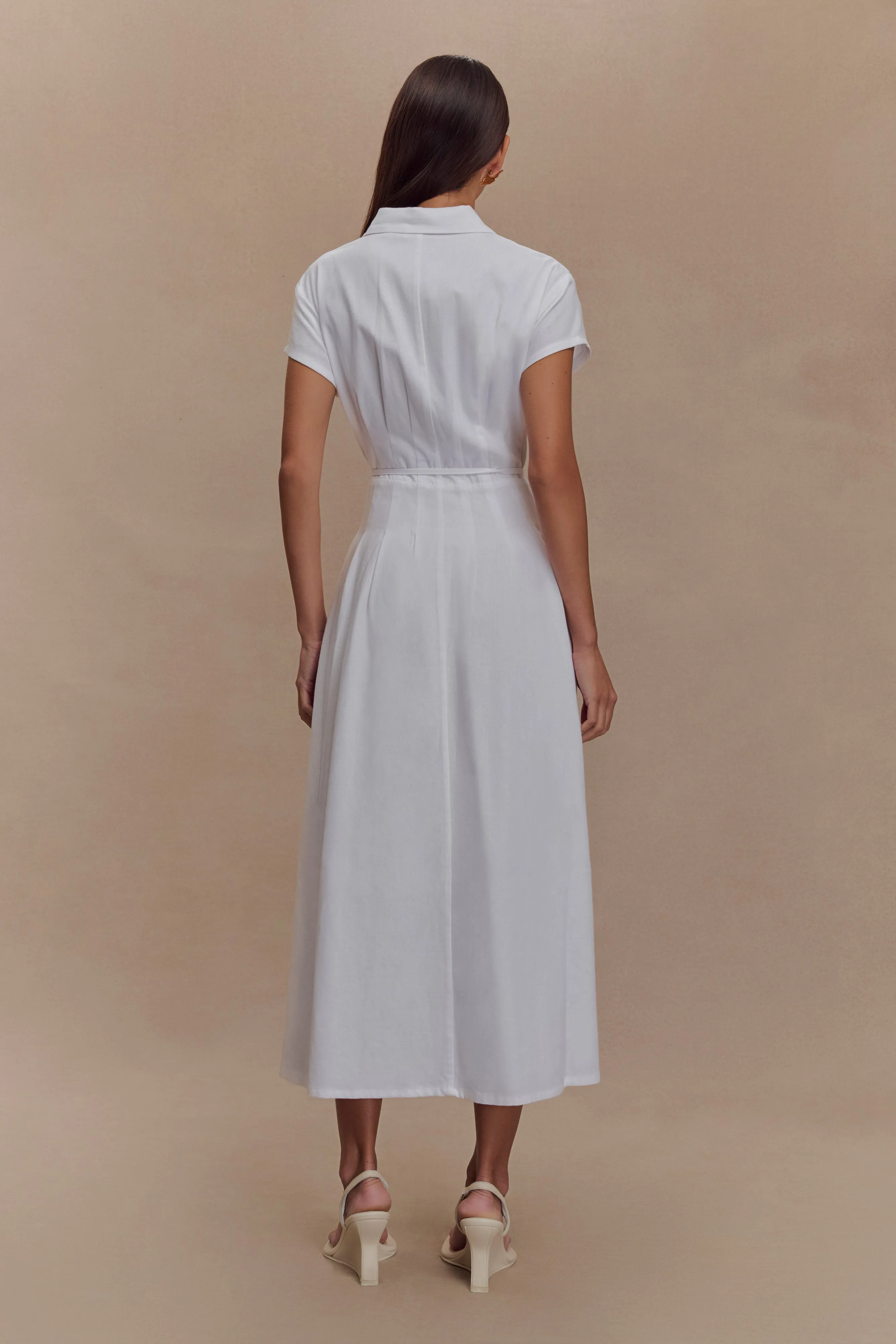 Aysha Buttoned Linen Midi Dress - White sold by Meshki product image thumbnail 2