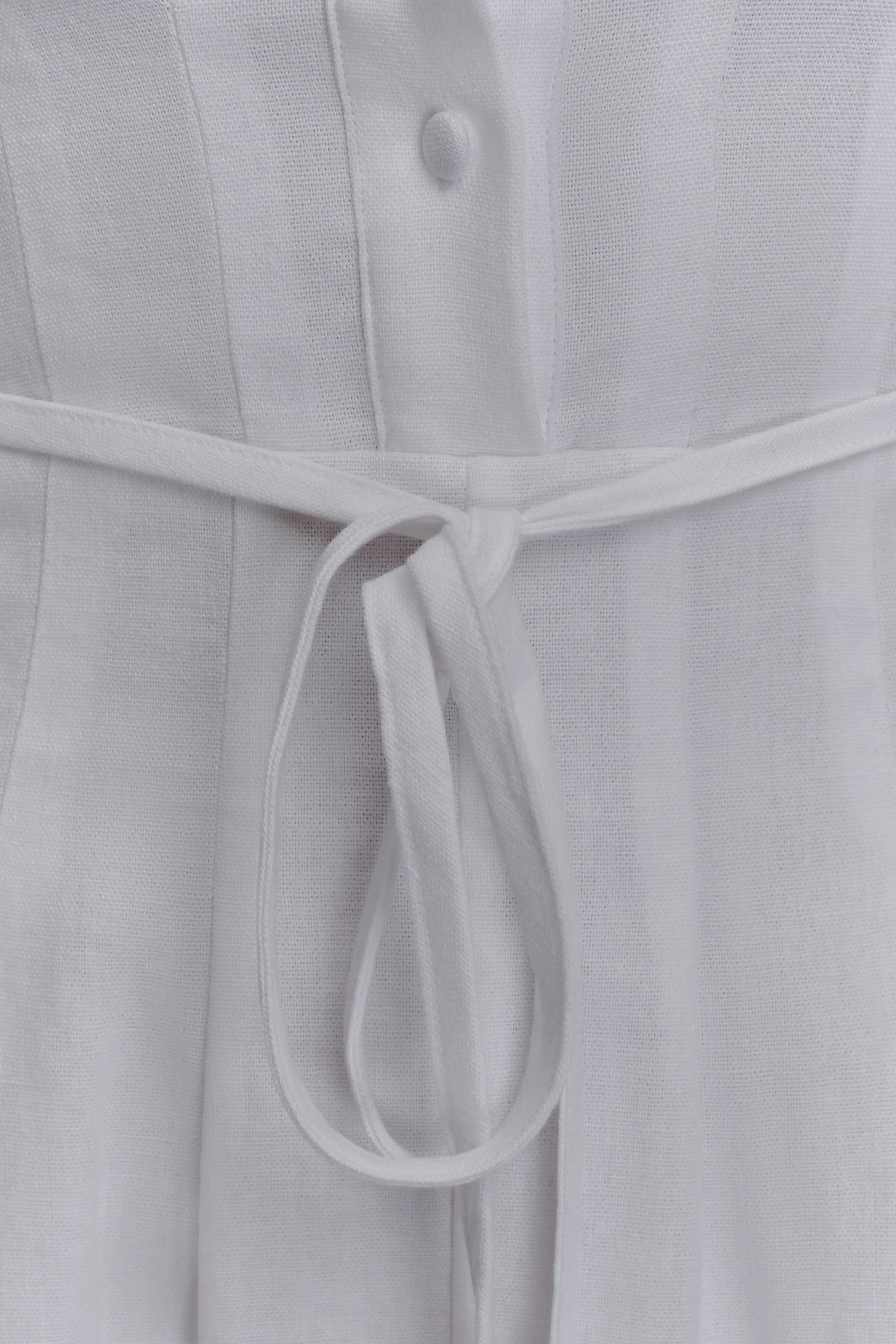 Aysha Buttoned Linen Midi Dress - White sold by Meshki product image thumbnail 5