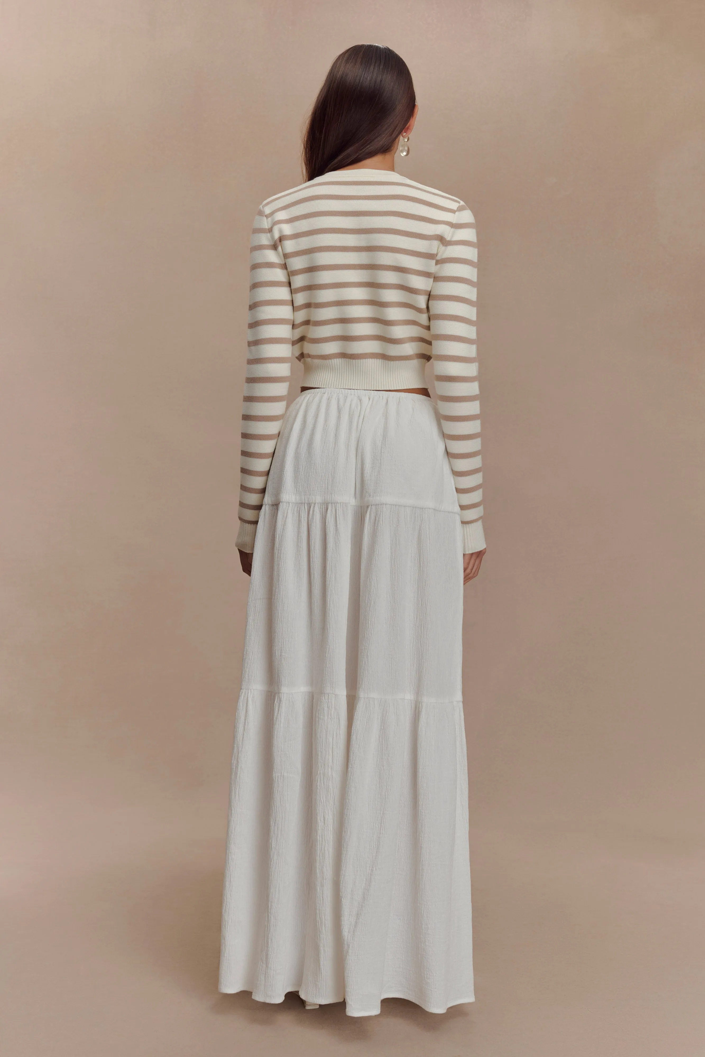 Tanner Striped Knit Cardigan - Nude/White sold by Meshki product image thumbnail 5