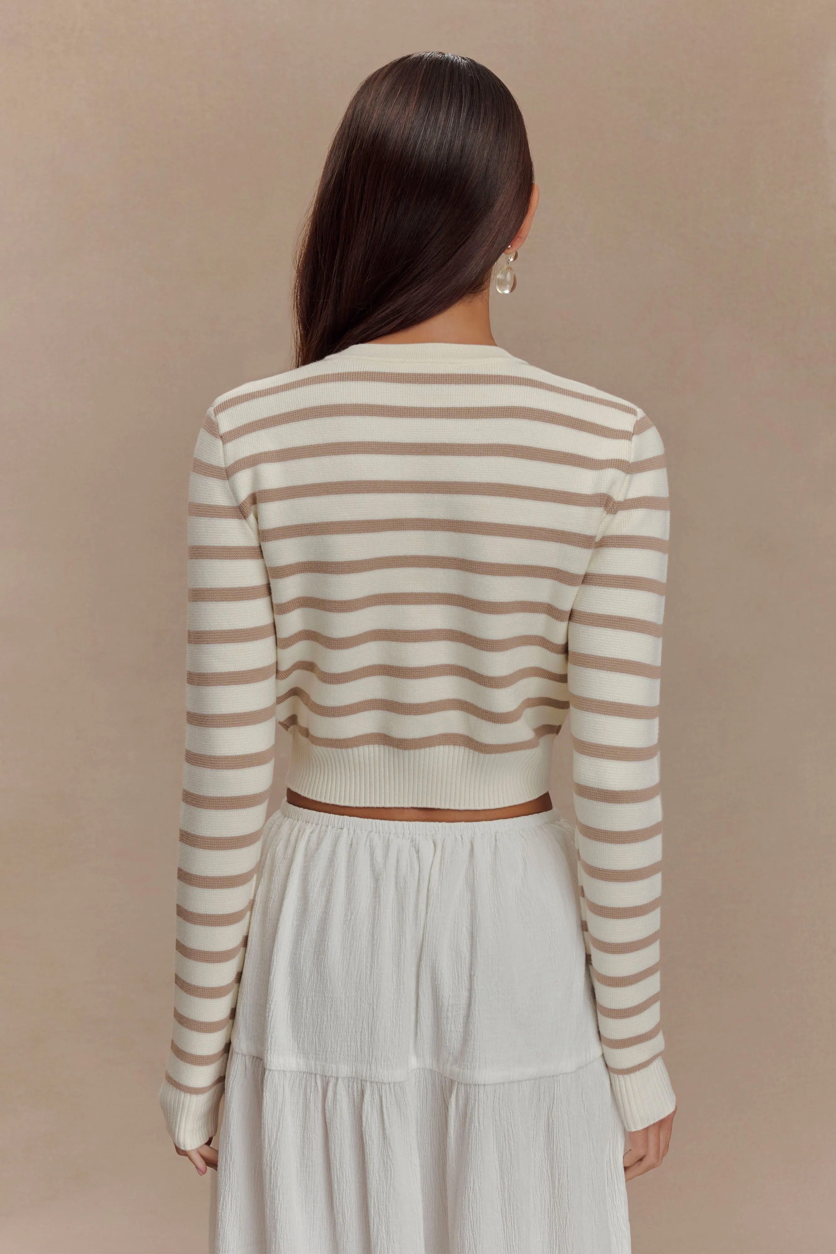 Tanner Striped Knit Cardigan - Nude/White sold by Meshki product image thumbnail 2