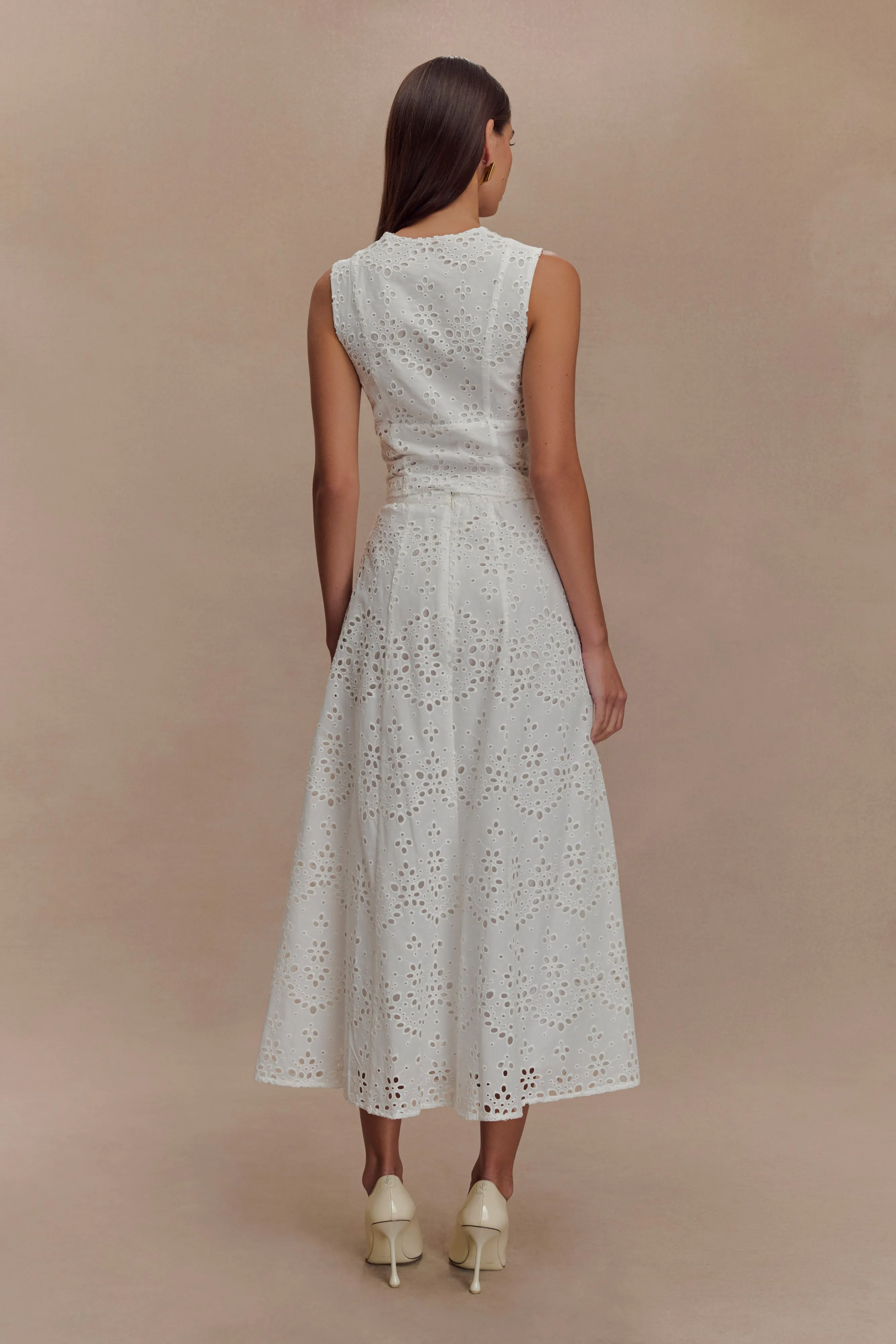 Arla Sleeveless Broderie Top - White sold by Meshki product image thumbnail 5