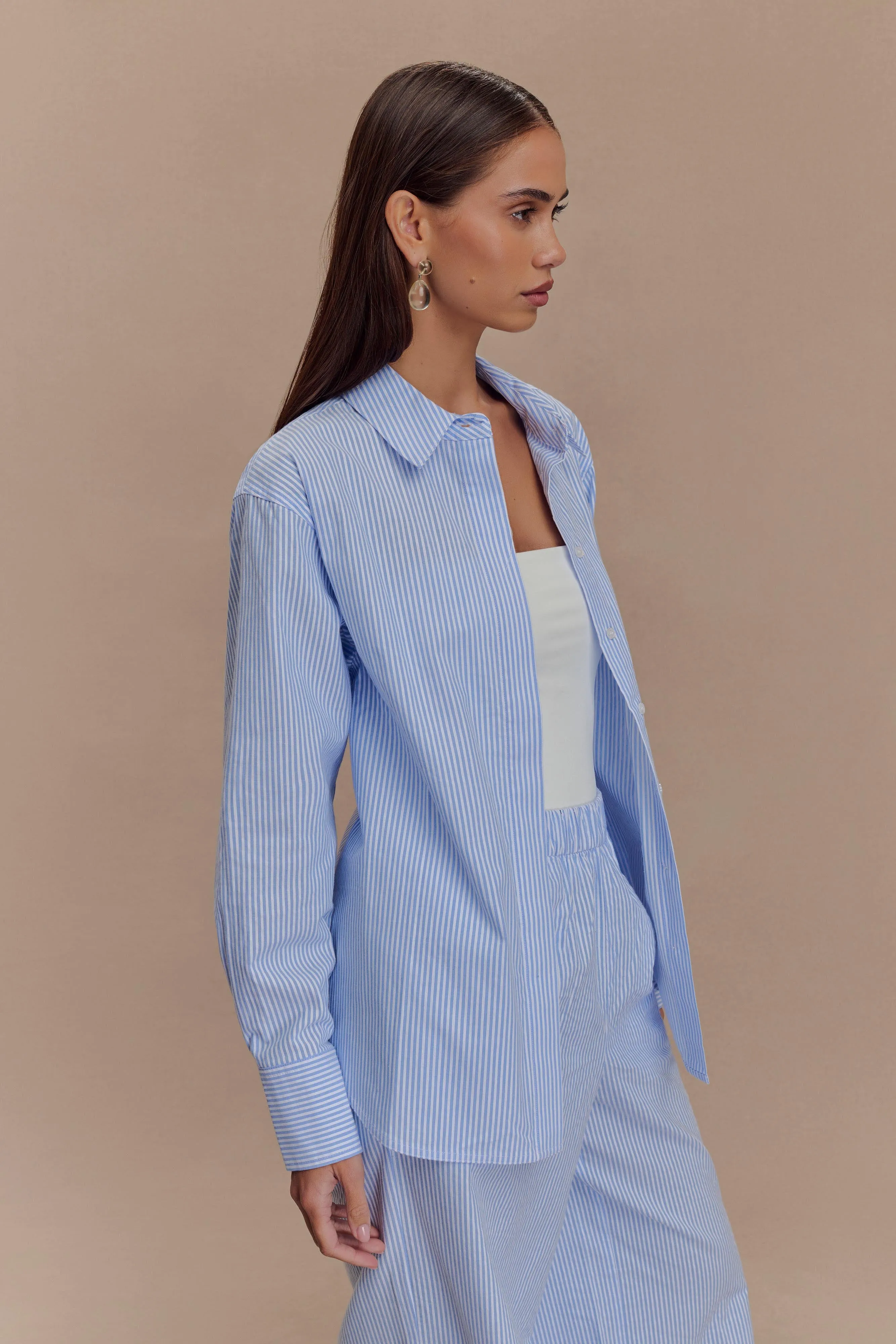 Hansen Oversized Shirt - Blue Pinstripe sold by Meshki product image thumbnail 4