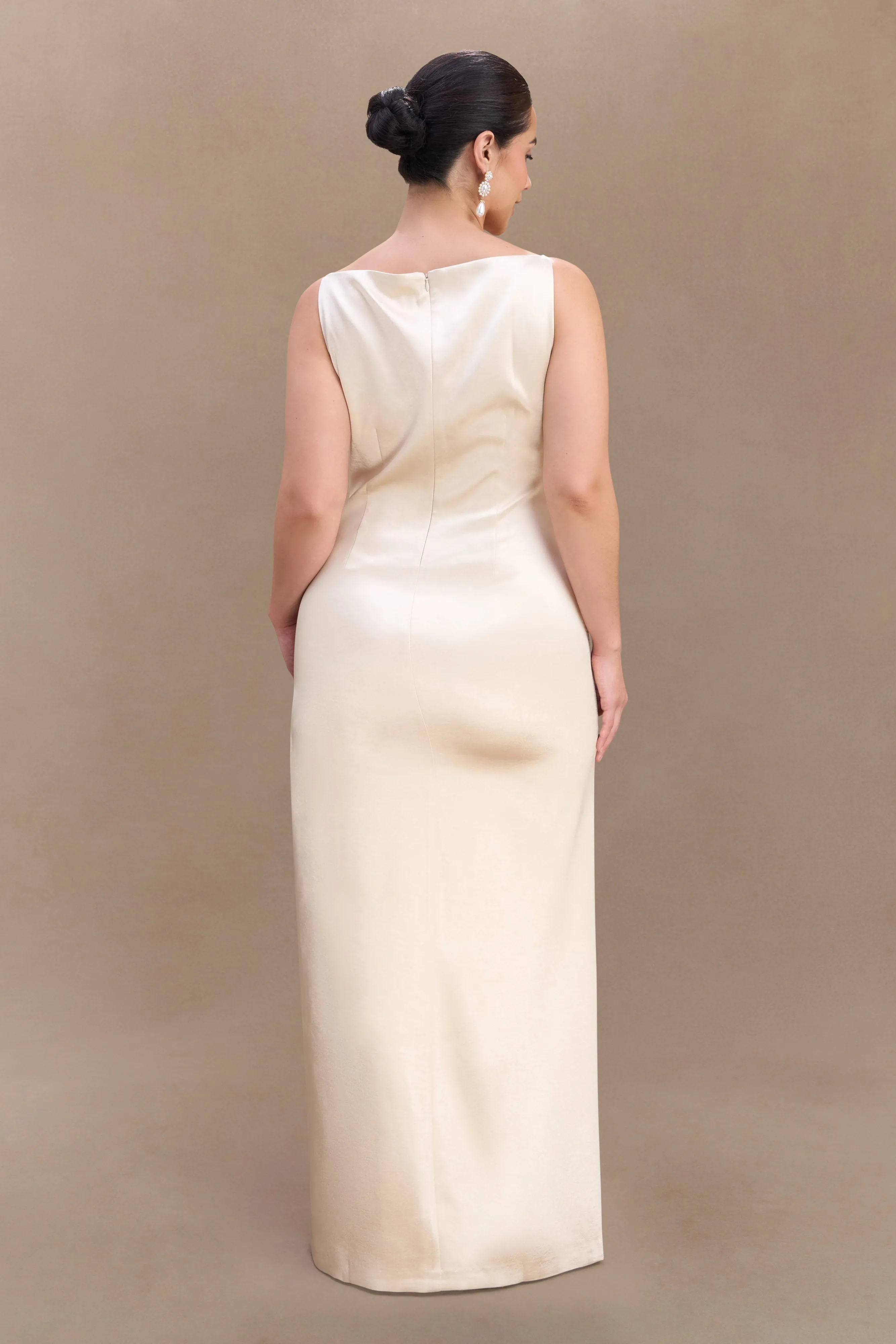 Violet Sleeveless Satin Maxi Dress - Blush Gold sold by Meshki product image thumbnail 5