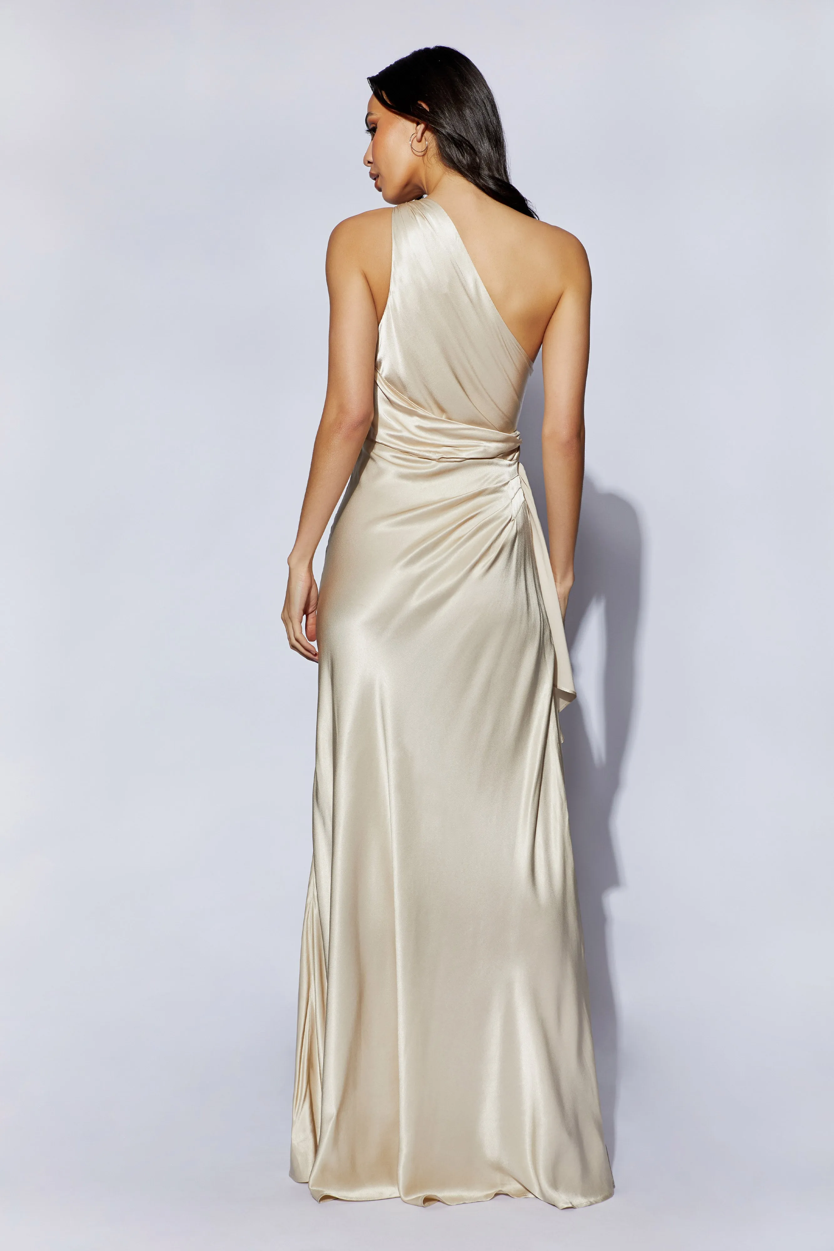 Calliope One Shoulder Maxi Dress - Blush Gold sold by Meshki product image thumbnail 2