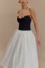 Elyssa Embroidered Contrast Midi Dress - Black/White sold by Meshki