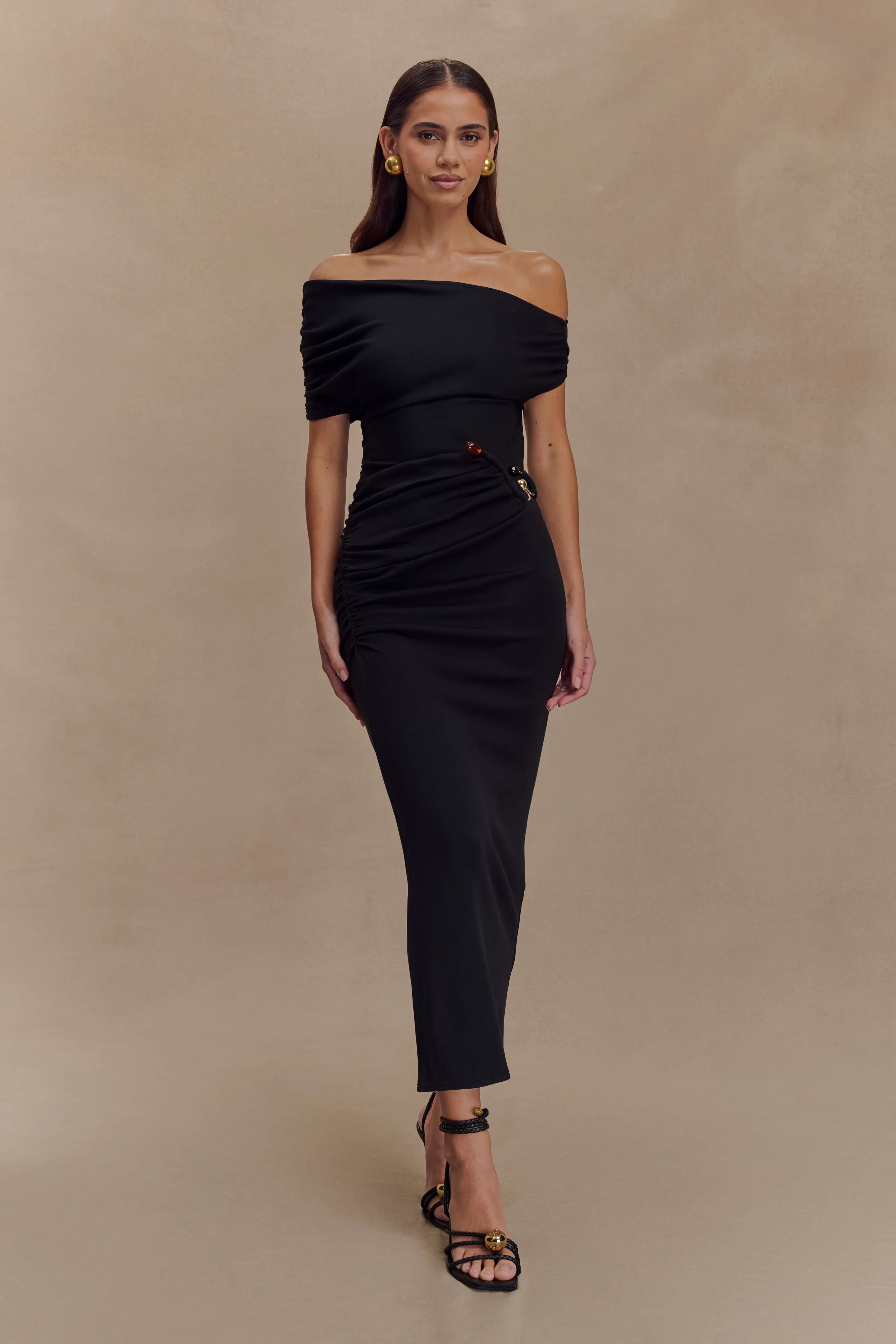 Kendra Scuba Jersey Midi Dress With Hardware - Black sold by Meshki product image thumbnail 4