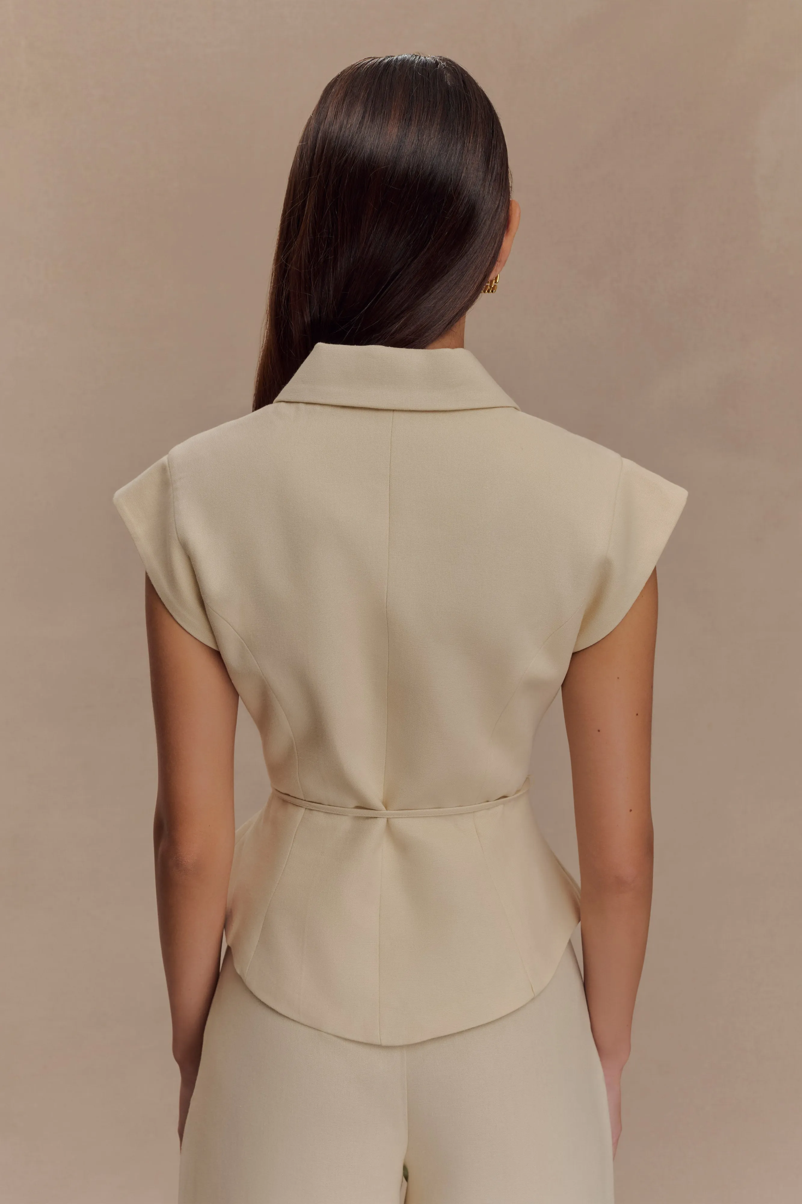 Andina Shortsleeve Linen Top - Natural Beige sold by Meshki product image thumbnail 3