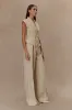 Andina Shortsleeve Linen Top - Natural Beige sold by Meshki