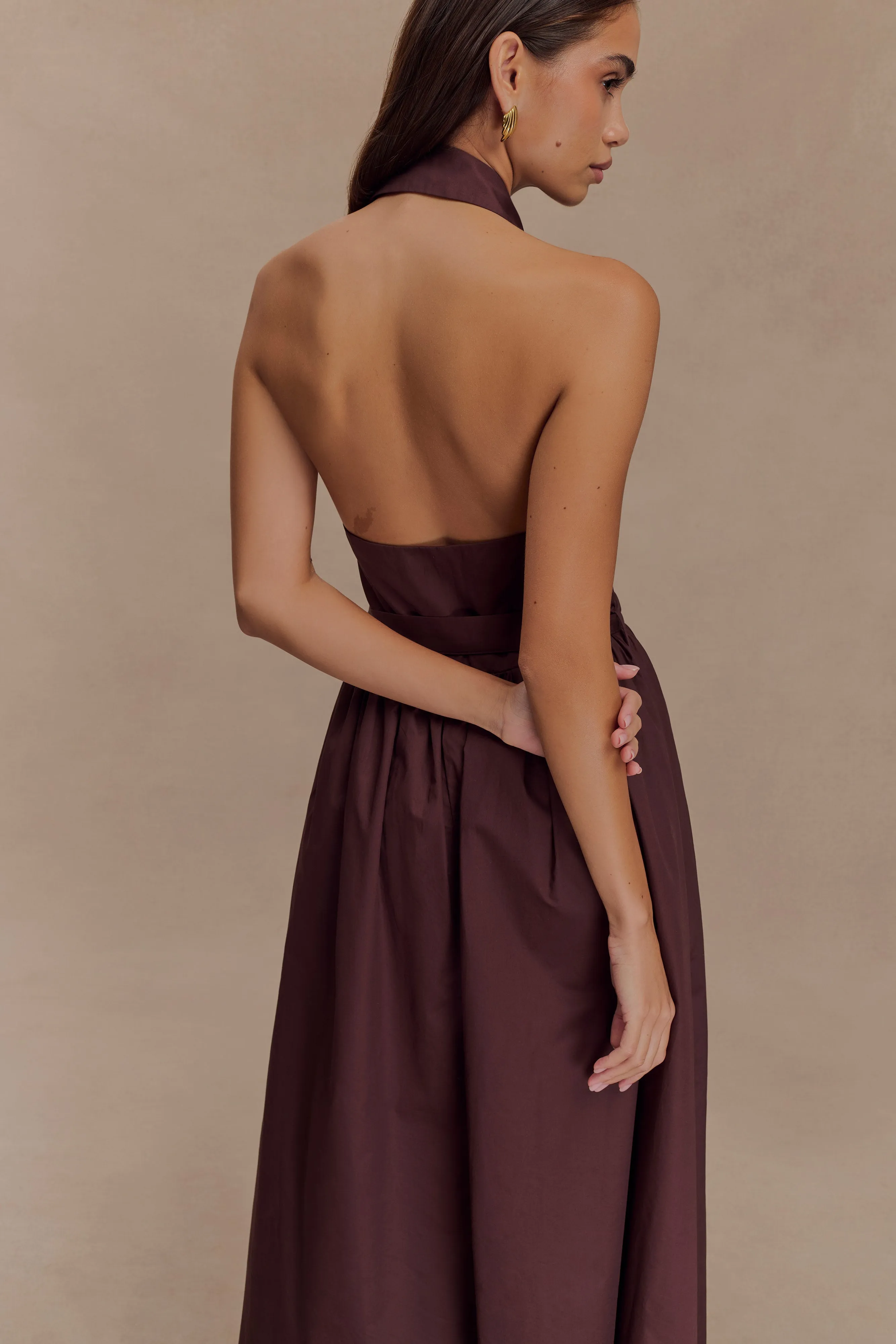 Cindy Collared Midi Dress - Chocolate sold by Meshki product image thumbnail 4