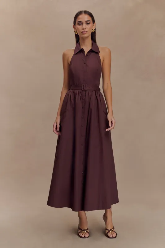 Cindy Collared Midi Dress - Chocolate sold by Meshki