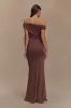 Kinsley Slinky Maxi Dress With Hardware - Chocolate sold by Meshki