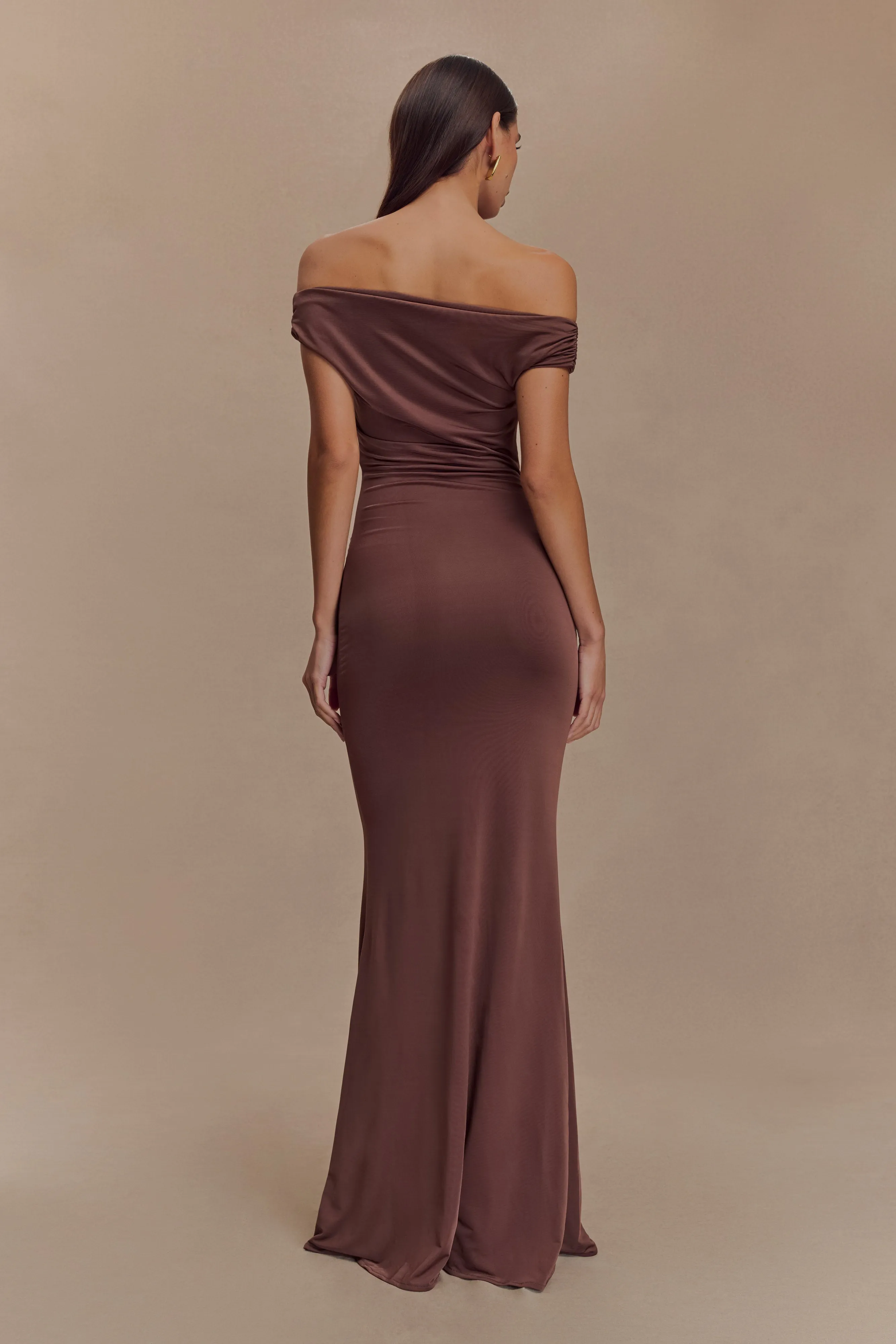 Kinsley Slinky Maxi Dress With Hardware - Chocolate sold by Meshki product image thumbnail 3