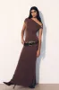Kinsley Slinky Maxi Dress With Hardware - Chocolate sold by Meshki