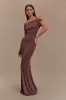 Kinsley Slinky Maxi Dress With Hardware - Chocolate sold by Meshki