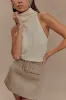 Hayes Faux Suede Belted Mini Skirt - Sand sold by Meshki