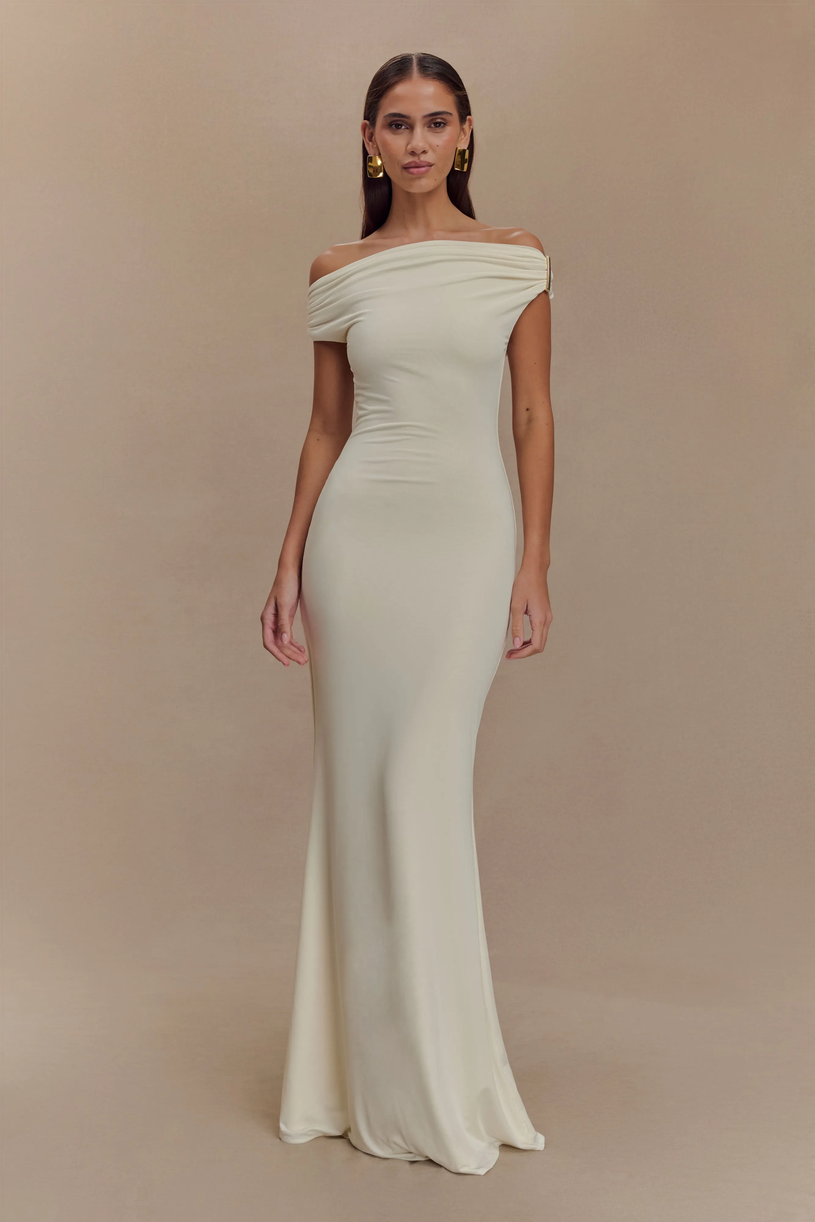 Kinsley Slinky Maxi Dress With Hardware - Ivory sold by Meshki product image thumbnail 3