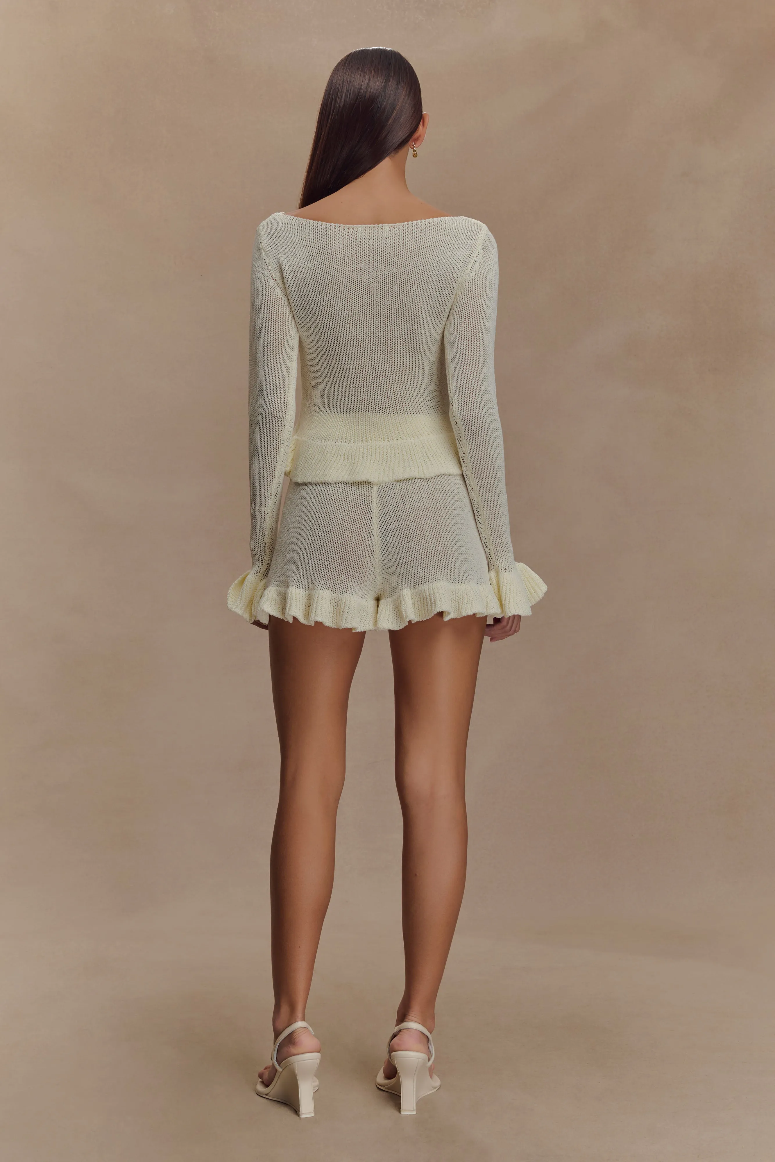 Eleanor Knit Frill Shorts - White sold by Meshki product image thumbnail 2