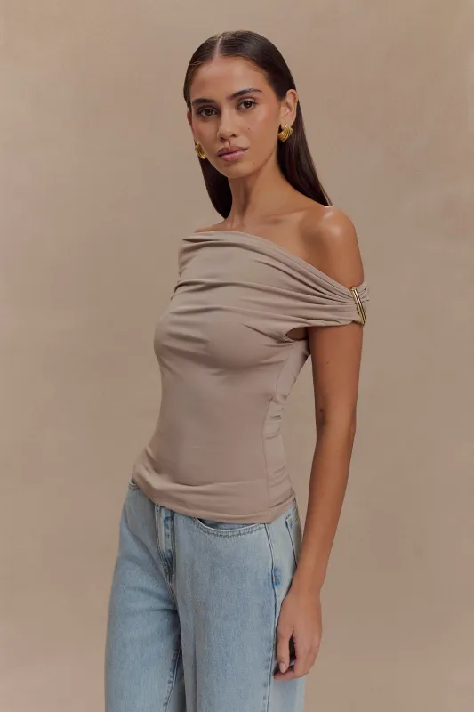 Kinsley Slinky Top With Hardware - Taupe sold by Meshki