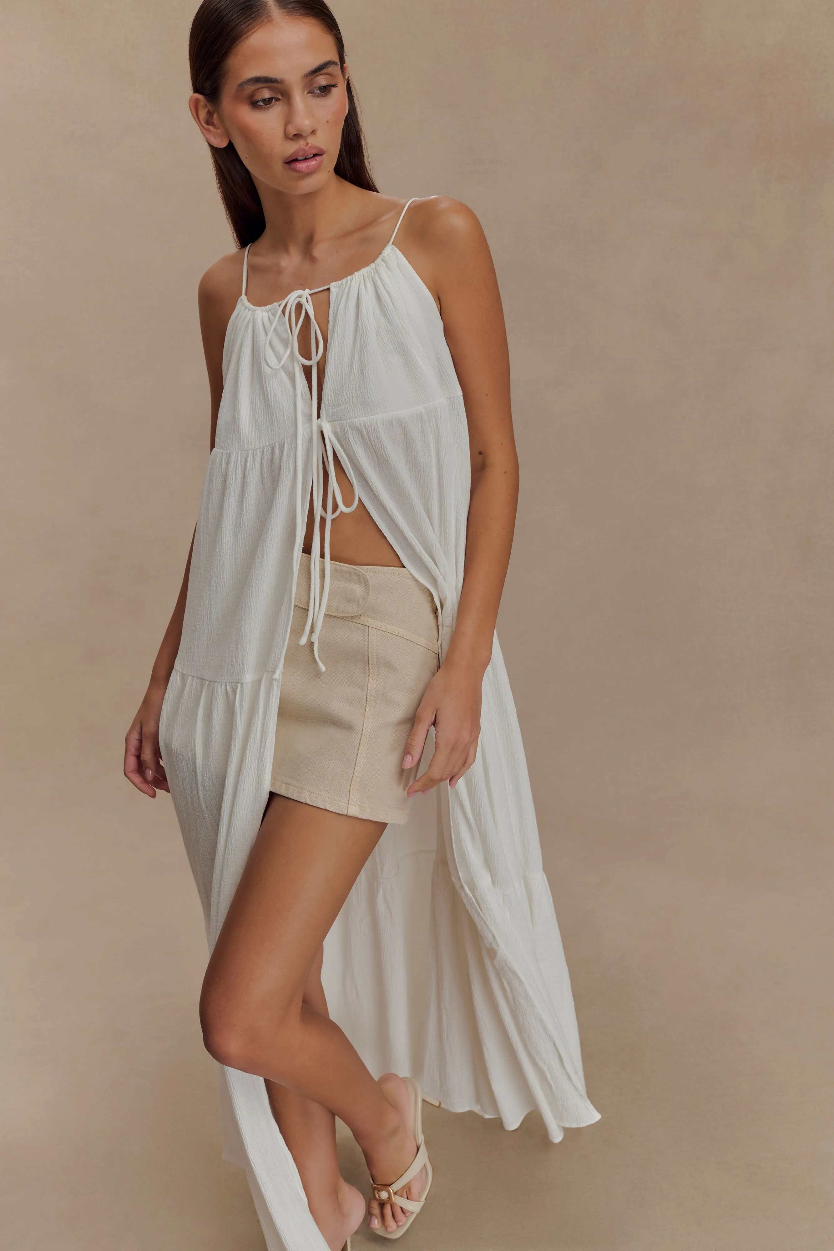 Lenny Front Tie Top - White sold by Meshki product image thumbnail 5