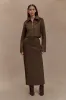 Hayes Faux Suede Midi Skirt - Chocolate sold by Meshki