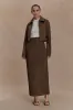 Hayes Faux Suede Midi Skirt - Chocolate sold by Meshki