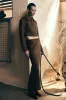 Hayes Faux Suede Midi Skirt - Chocolate sold by Meshki