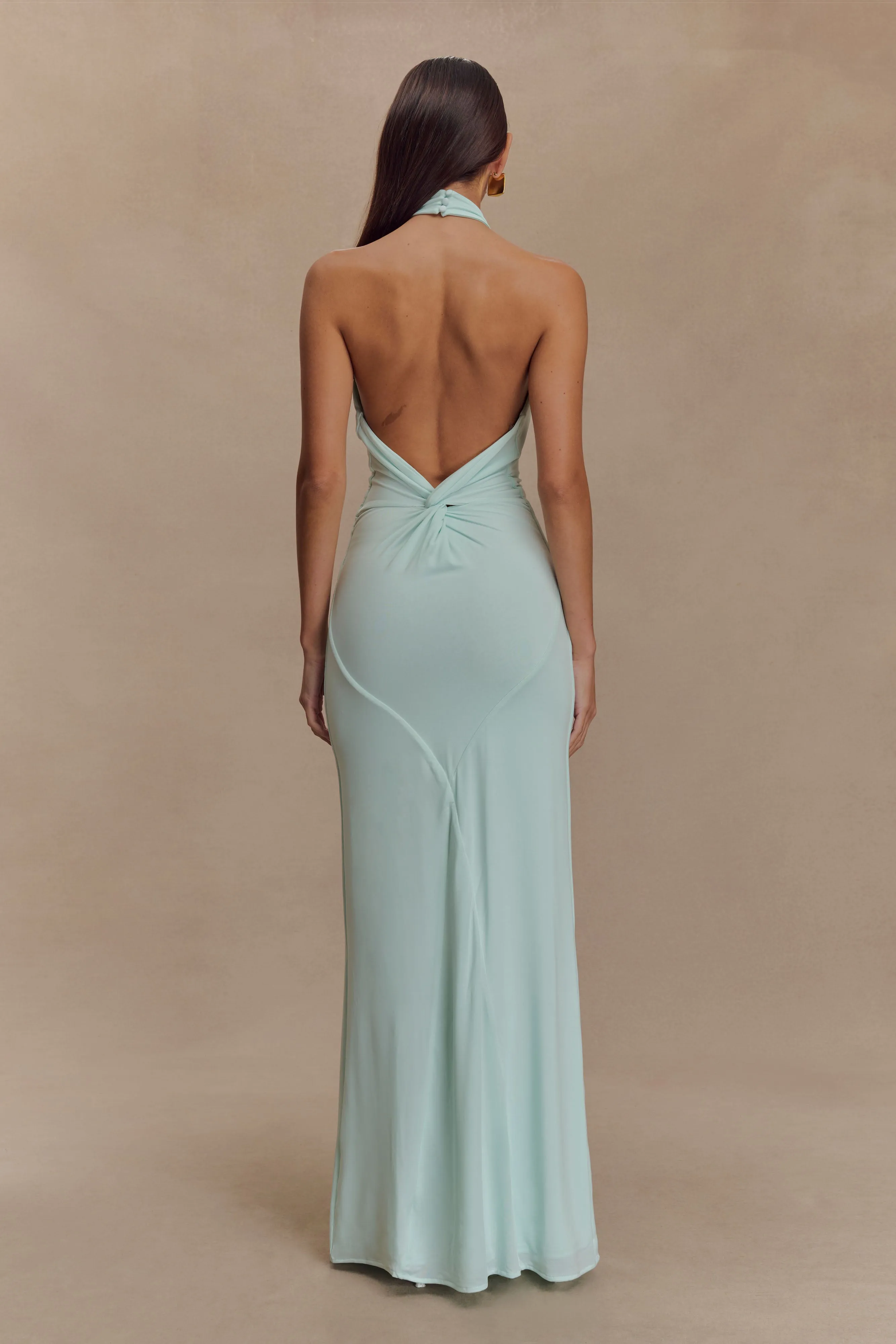 Elyna Slinky Halter Maxi Dress - Lagoon sold by Meshki product image thumbnail 2