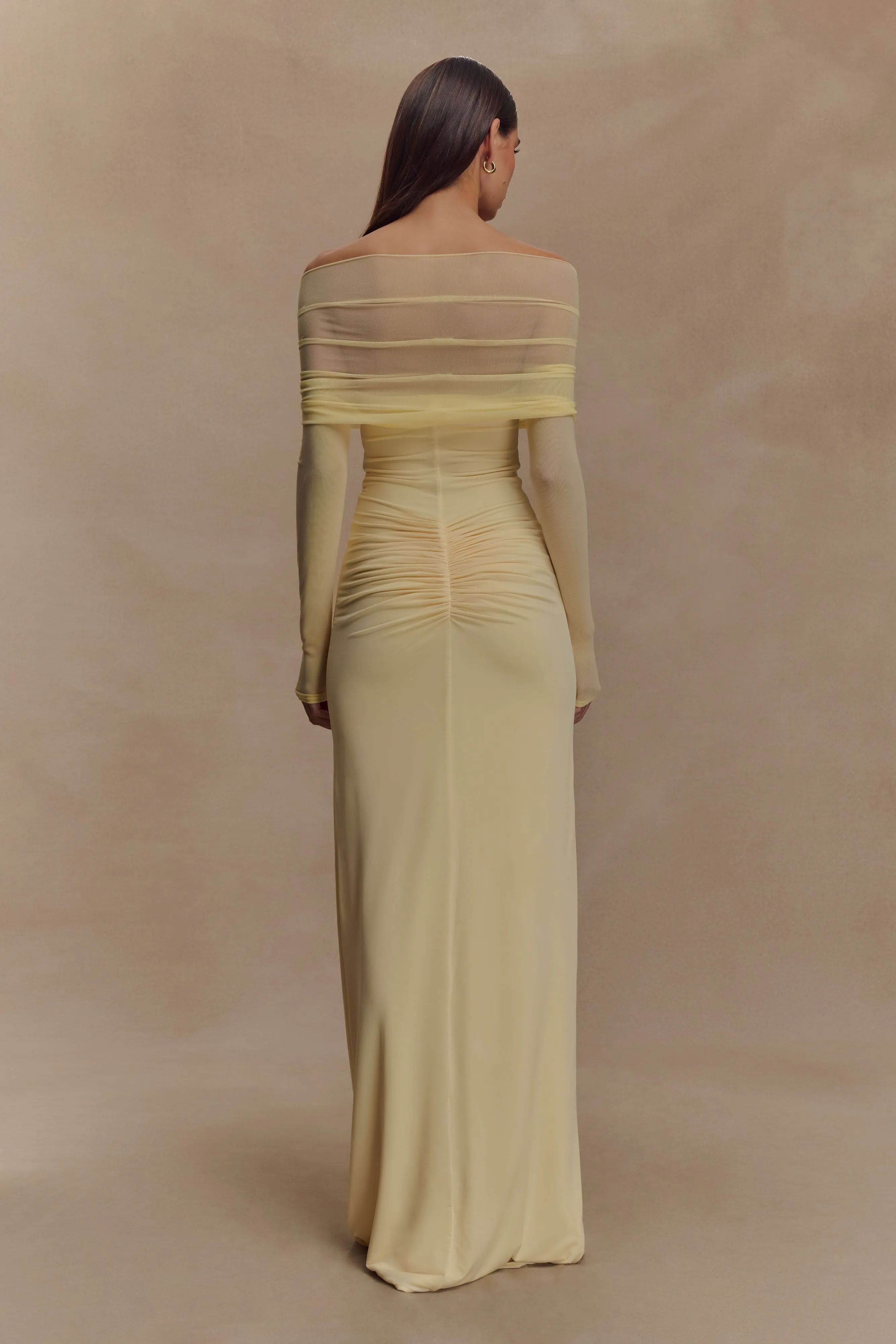 Rafaella Slinky And Mesh Maxi Dress - Lemon sold by Meshki product image thumbnail 2
