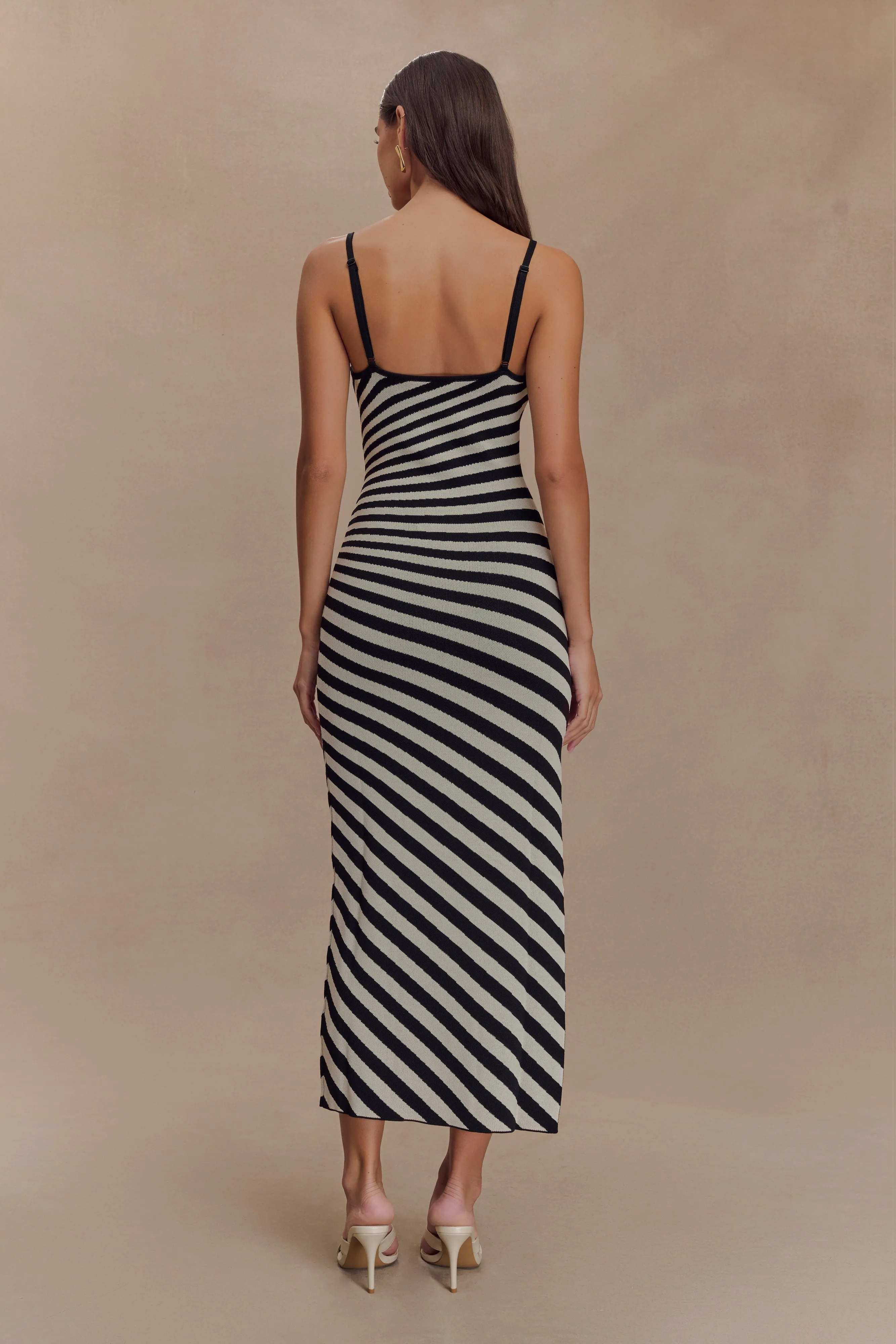 Raven Striped Knit Midi Dress - Black/White sold by Meshki product image thumbnail 2
