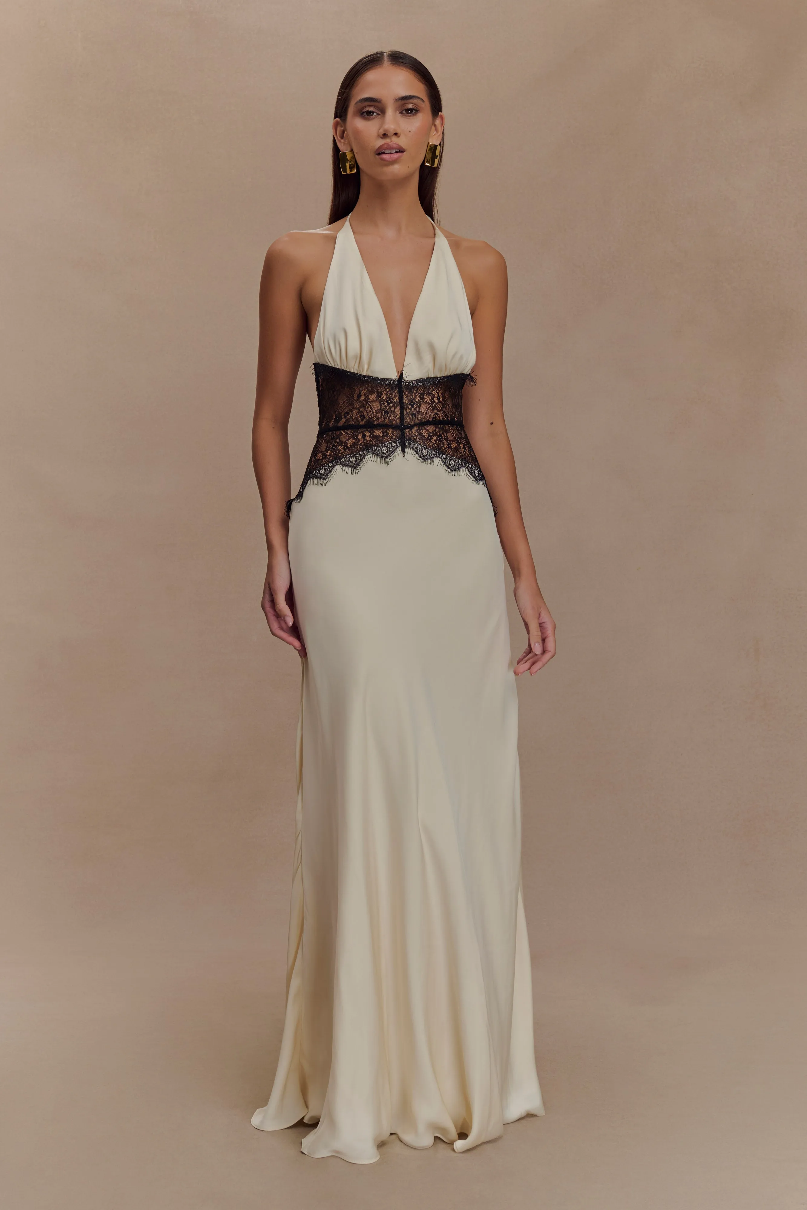 Dinah Lace And Satin Maxi Dress - Black/Ivory sold by Meshki product image thumbnail 3