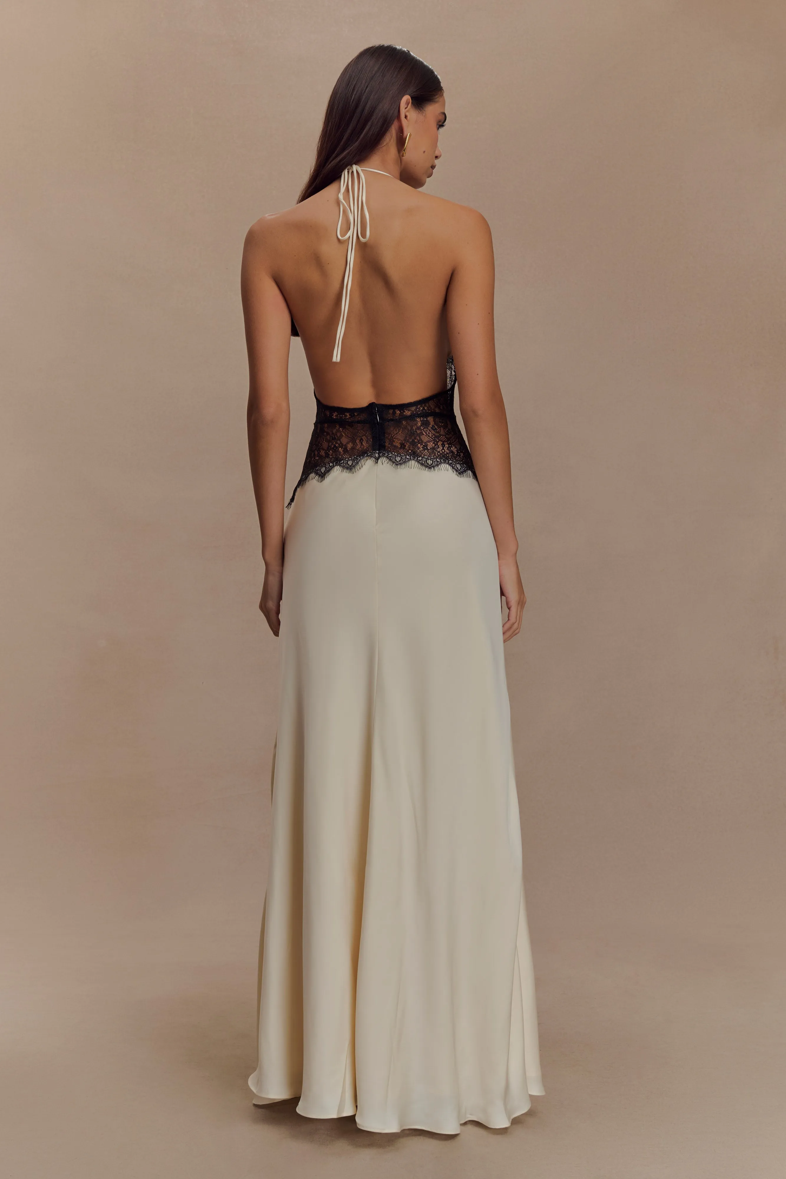 Dinah Lace And Satin Maxi Dress - Black/Ivory sold by Meshki product image thumbnail 4