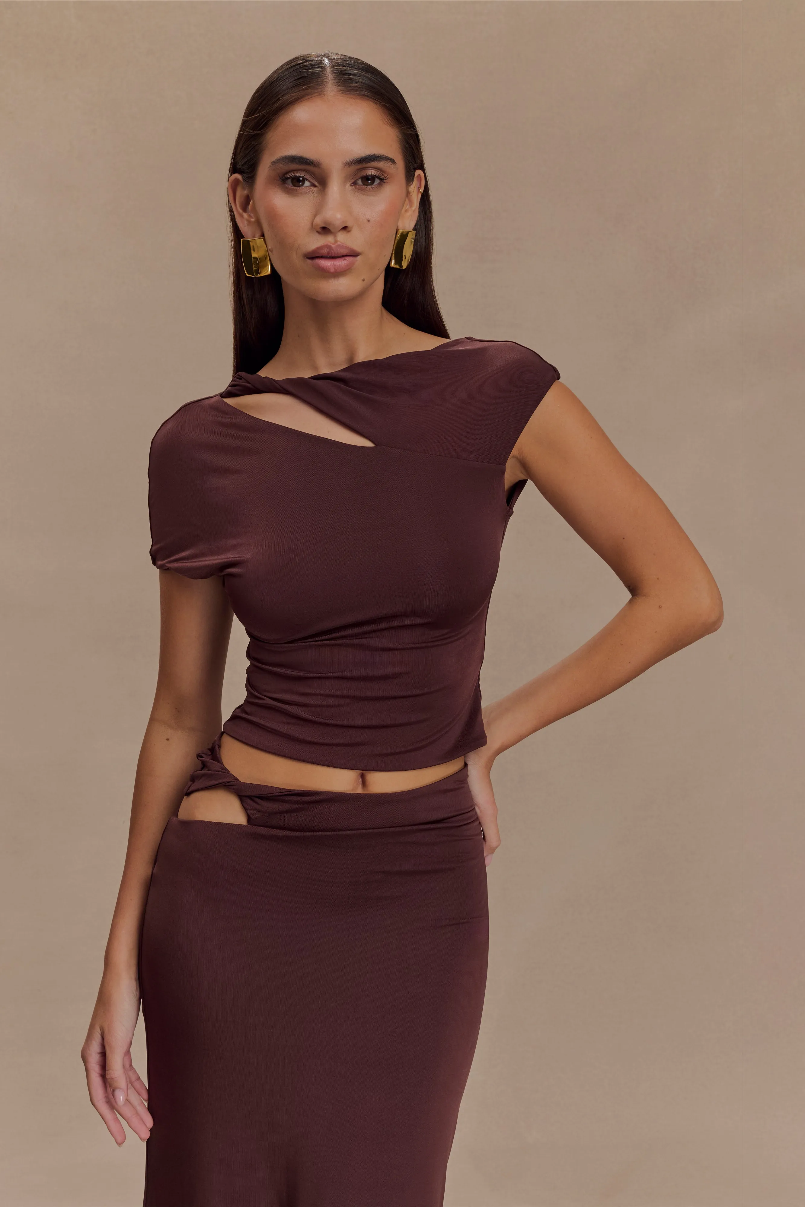 Haven Slinky Twist Top - Chocolate sold by Meshki