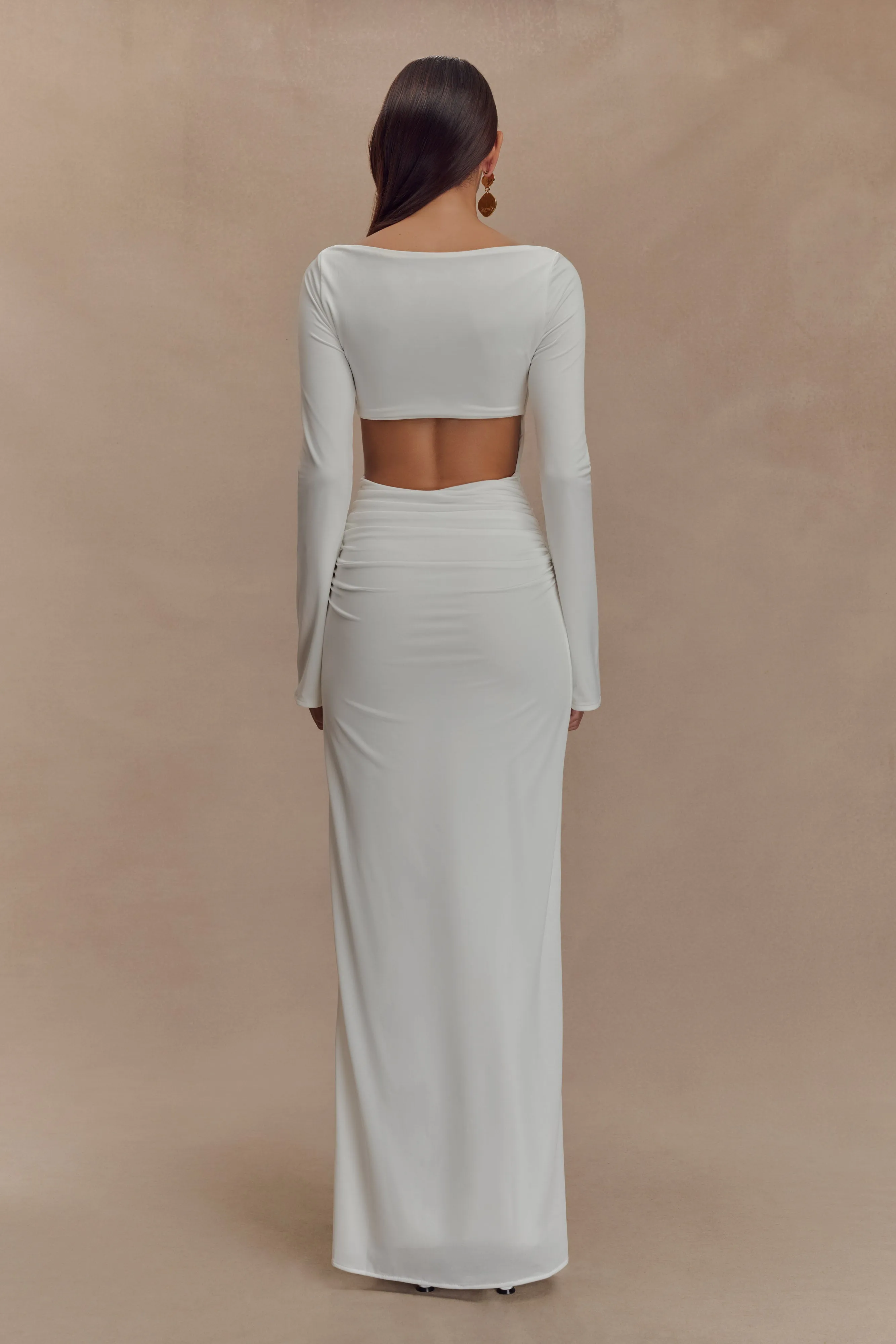 Vienna Slinky Cut Out Maxi Dress - White sold by Meshki