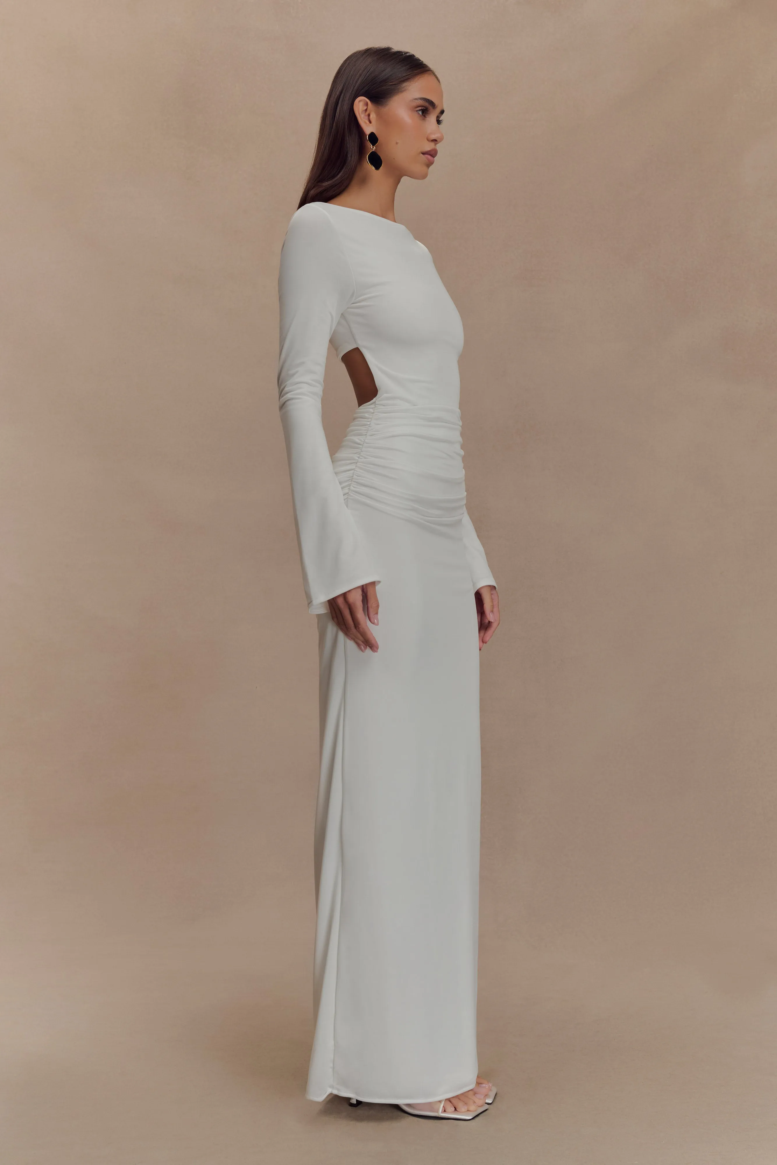 Vienna Slinky Cut Out Maxi Dress - White sold by Meshki product image thumbnail 4