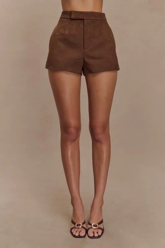 Sally Faux Suede Short - Milk Chocolate made by Meshki