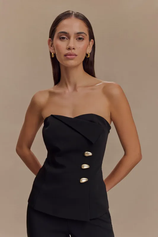 Lindie Strapless Suiting Top - Black sold by Meshki