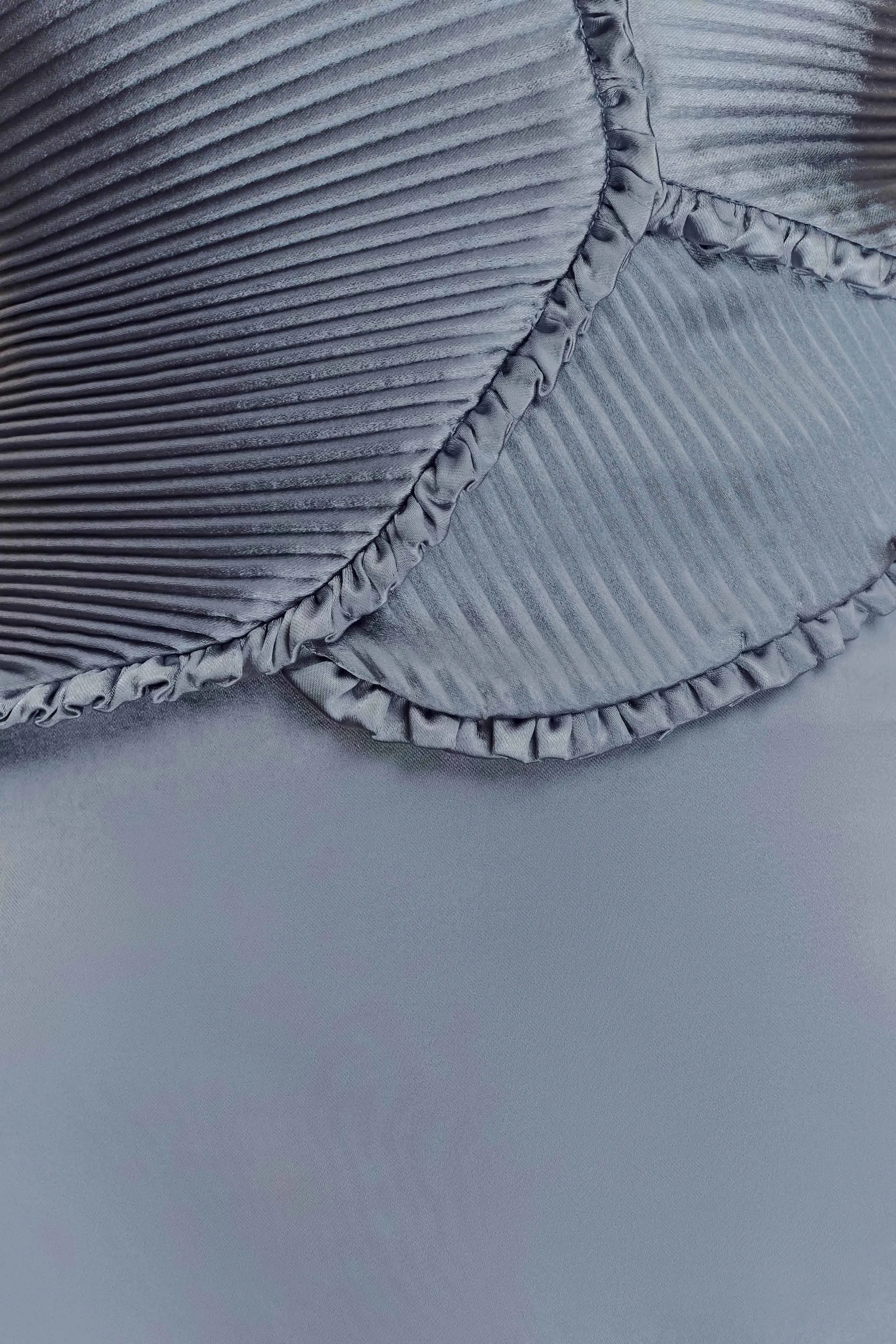 Larissa Satin Maxi Dress With Ruched Petals - Frosted Blue sold by Meshki product image thumbnail 5