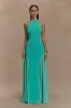 Soleil Knit And Mesh Halter Maxi Dress - Lagoon sold by Meshki