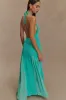 Soleil Knit And Mesh Halter Maxi Dress - Lagoon sold by Meshki