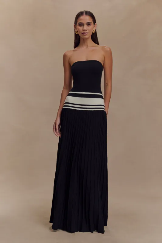 Solaris Strapless Contrast Knit Maxi Dress - Black/White sold by Meshki