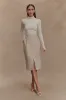 Vera Suiting Split Front Midi Skirt - Ivory Stone sold by Meshki
