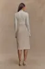 Vera Suiting Split Front Midi Skirt - Ivory Stone sold by Meshki