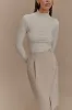 Vera Suiting Split Front Midi Skirt - Ivory Stone sold by Meshki