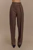 Penelope Pleated High Waisted Pants - Chocolate sold by Meshki