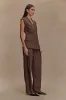 Penelope Pleated High Waisted Pants - Chocolate sold by Meshki